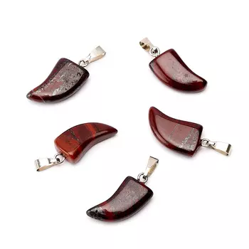 Кулон клык яшма красная 2,5 см