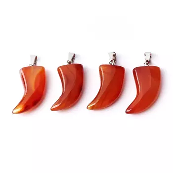 Кулон клык сердолик 3,5-4 см