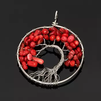 Кулон коралл красный (биж. сплав) 6 см