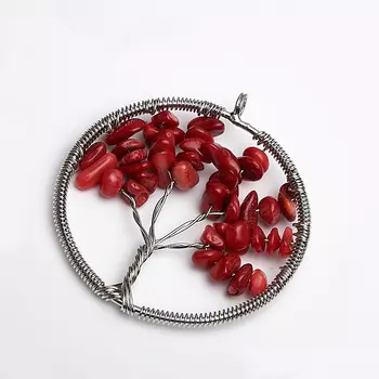 Кулон коралл красный (биж. сплав) круг 5,5 см