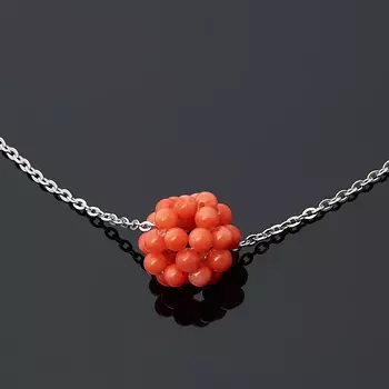 Кулон коралл красный (биж. сплав, сталь хир.) шар