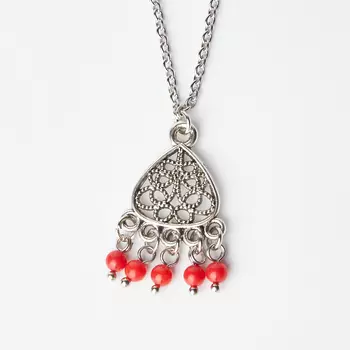 Кулон коралл красный (биж. сплав, сталь хир.)