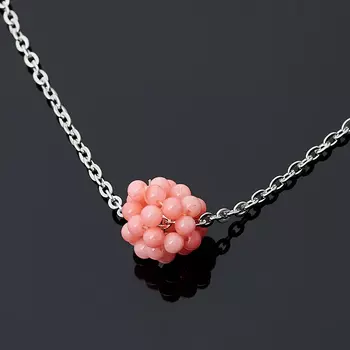 Кулон коралл розовый (биж. сплав, сталь хир.) шар