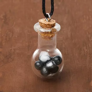 Кулон кошачий глаз (кварцевый) (стекло, текстиль) бутылочка 3 см