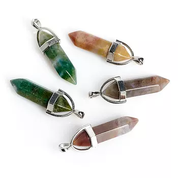 Кулон агат моховой (биж. сплав) кристалл 3,5-4 см