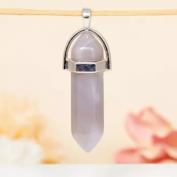 Кулон кристалл агат серый 4 см