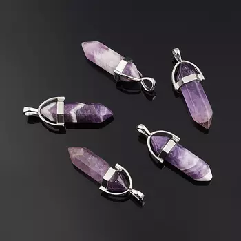 Кулон кристалл аметист (биж. сплав) 4 см