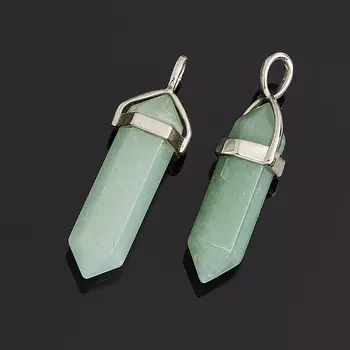 Кулон авантюрин зеленый кристалл (биж. сплав) 4 см