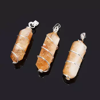 Кулон кристалл цитрин (биж. сплав) 5-6 см