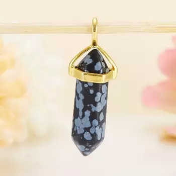 Кулон кристалл обсидиан снежный 4 см