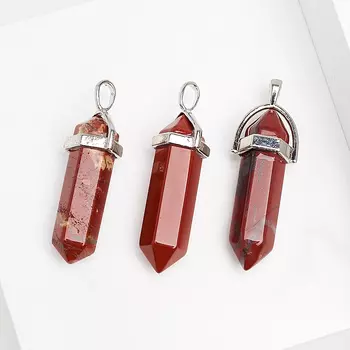 Кулон яшма красная (биж. сплав) кристалл 3,5-4 см