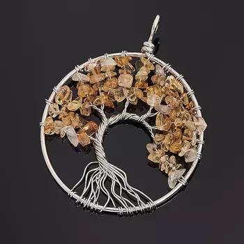 Кулон круг цитрин 6 см