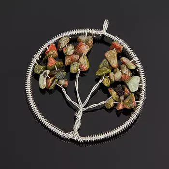 Кулон круг унакит (биж. сплав) 6 см