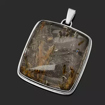 Кулон кварц с эпидотом (серебро 925 пр.) прямоугольник