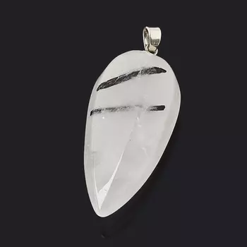 Кулон кварц с турмалином (биж. сплав) 6-6,5 см