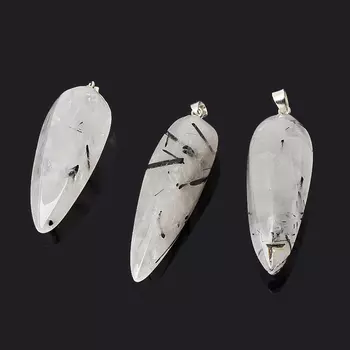 Кулон кварц с турмалином (биж. сплав) 6-6,5 см