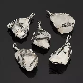 Кулон кварц с турмалином (биж. сплав) кристалл 4-5 см