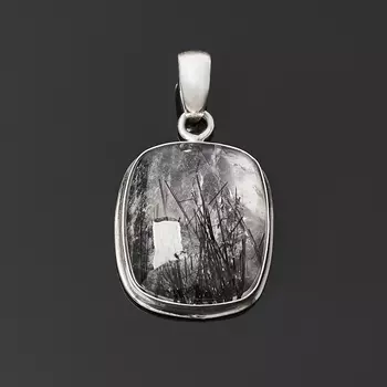 Кулон кварц с турмалином (серебро 925 пр.)