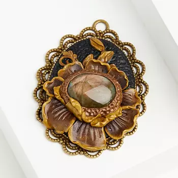 Кулон лабрадор (биж. сплав, глина полимерная)