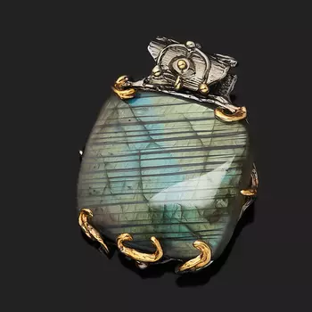 Кулон лабрадор (серебро 925 пр. позолота, родир. сер.)