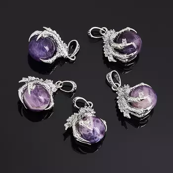 Кулон лапа орла аметист 4 см