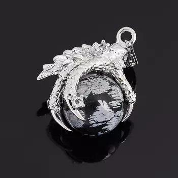 Кулон лапа орла обсидиан снежный 4 см