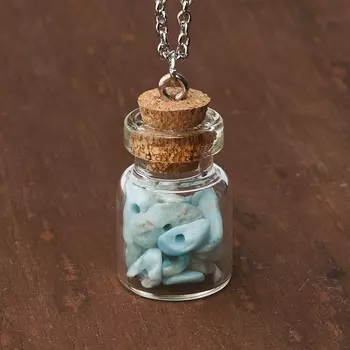 Кулон ларимар нская Республика (биж. сплав, сталь хир., стекло) бутылочка