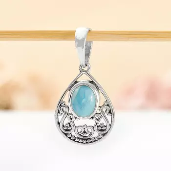 Кулон ларимар нская Республика капля (серебро 925 пр. оксидир.)