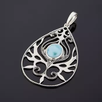 Кулон ларимар нская Республика капля (серебро 925 пр. оксидир.)