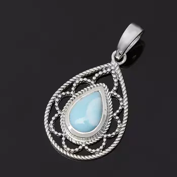 Кулон ларимар нская Республика (серебро 925 пр. оксидир.) капля