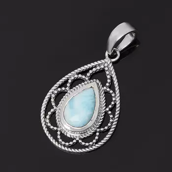 Кулон ларимар нская Республика (серебро 925 пр. оксидир.) капля