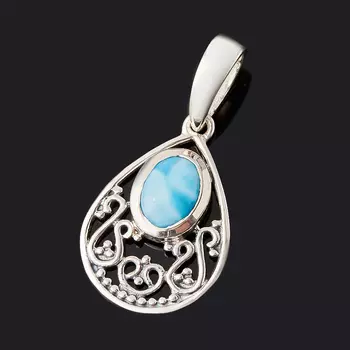 Кулон ларимар нская Республика (серебро 925 пр. оксидир.) капля