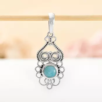 Кулон ларимар нская Республика (серебро 925 пр. оксидир.)