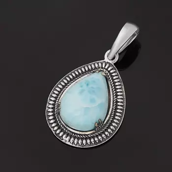 Кулон ларимар нская Республика (серебро 925 пр. оксидир.) капля