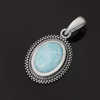 Кулон ларимар нская Республика (серебро 925 пр. оксидир.) овал