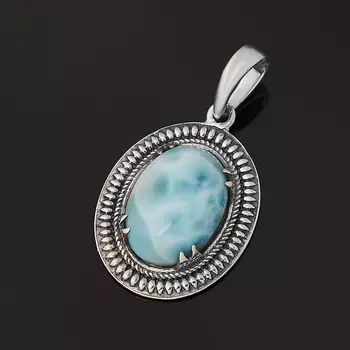 Кулон ларимар нская Республика (серебро 925 пр. оксидир.) овал