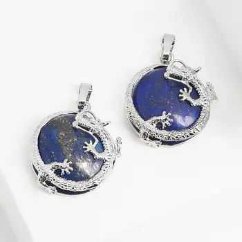 Кулон лазурит (биж. сплав) дракон 3,5 см