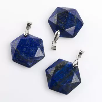 Кулон лазурит (биж. сплав) огранка 4 см
