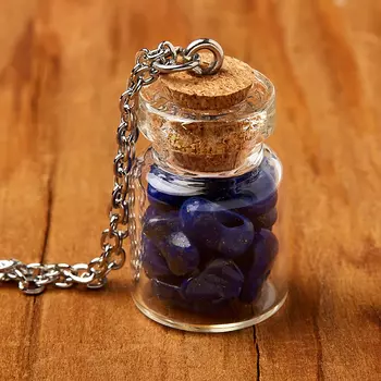 Кулон лазурит (биж. сплав, сталь хир., стекло) бутылочка 2,5 см