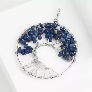 Кулон лазурит (биж. сплав) круг 6-6,5 см