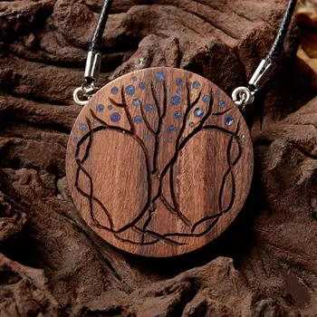 Кулон лазурит круг (дерево)