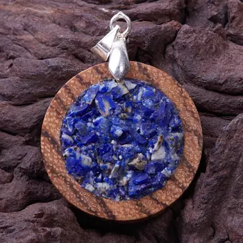 Кулон лазурит круг (дерево)