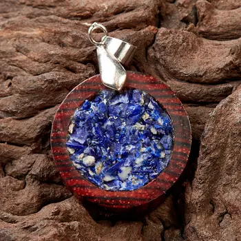 Кулон лазурит круг (дерево)