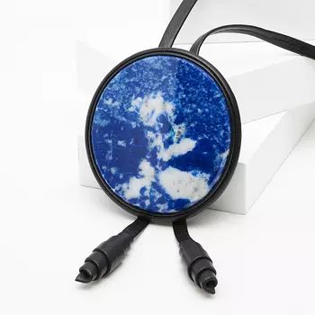 Кулон лазурит круг (натуральная кожа)