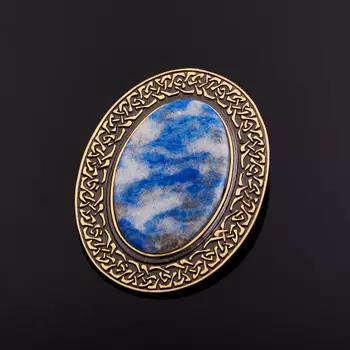 Кулон лазурит овал (серебро 925 пр., позолота)