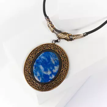 Кулон лазурит овал (серебро 925 пр., позолота)