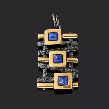 Кулон лазурит (серебро 925 пр. родир. черн. позолота)