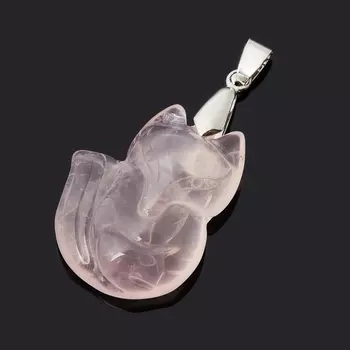 Кулон лиса розовый кварц (биж. сплав) 4-4,5 см