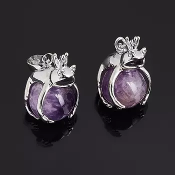 Кулон лягушка аметист 3 см