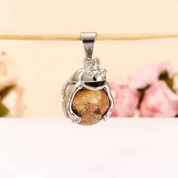 Кулон лягушка яшма рисунчатая 3 см